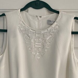 Trina Turk White Embellished neckline Dress size 0